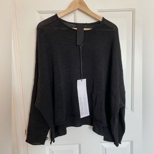 Rundholz Black Label Super Oversized Black Linen Cotton Blend Sweater